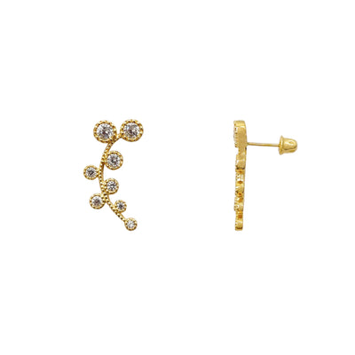 Milgrained Flower Leaves Stud Earrings (14K) Lucky Diamond New York