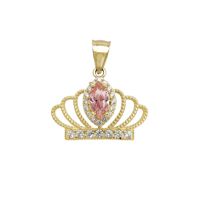 Milgrained Princess Crown Pendant (14K) Lucky Diamond New York