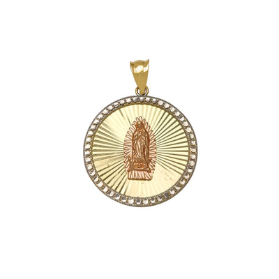 Milgrained Round Virgin Mary Pendant (14K) Lucky Diamond New York