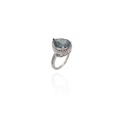 Mystic Fire Pearl Cut Halo Ring (Silver) New York Lucky Diamond