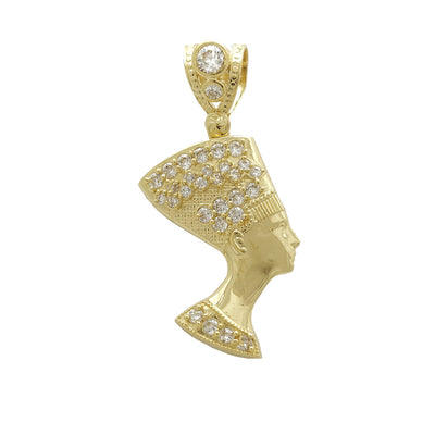 Nefertiti CZ Pendant (14K) 14 Karat Yellow Gold, Cubic Zirconia, Lucky Diamond New York