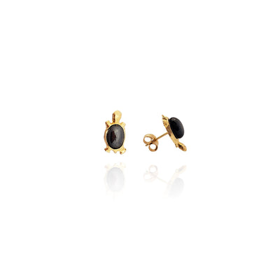 Onyx Shell Turtle Earrings (14K) New York Lucky Diamond
