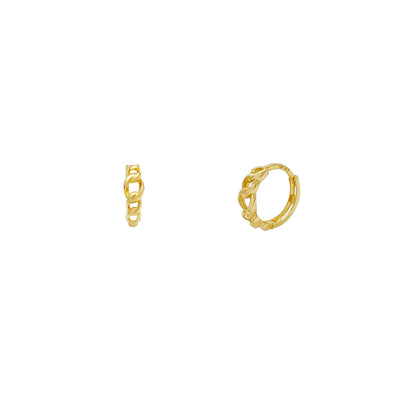 Open Curb Huggie Earrings (14K) Lucky Diamond New York