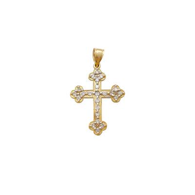 Orthodox Budded Stone-Set Cross Pendant (14K) Lucky Diamond New York