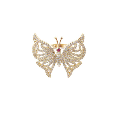 Outline Pave Butterfly Ring (14K) Lucky Diamond New York