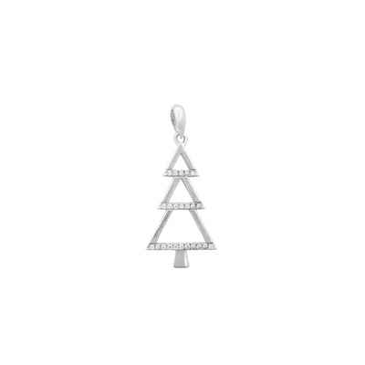 Outline Pave Christmas Tree Pendant (Silver) Lucky Diamond New York