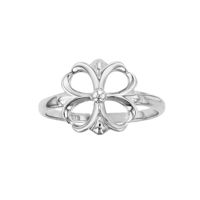 Outlined Four-Clover Ring (Silver) Lucky Diamond New York