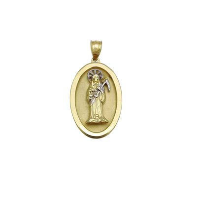 Oval Santa Muerte Medallion Pendant (14K) Lucky Diamond New York