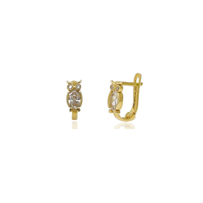 Owl CZ Earrings (14K) 14 Karat Yellow Gold, Lucky Diamond New York
