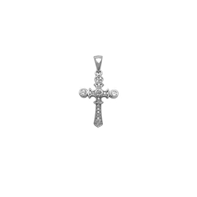 Pave Bezel Setting Cross Pendant (Silver) Lucky Diamond New York