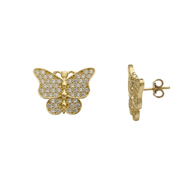 Pave Butterfly Stud Earrings (14K) Lucky Diamond New York