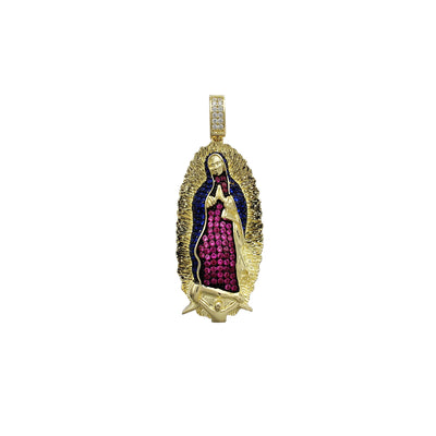 Pave Colorful Virgin Mary Pendant (Silver) Lucky Diamond New York