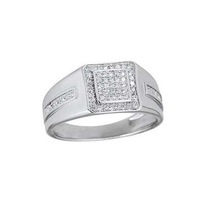 Pave Double Square Men's Ring (Silver) Lucky Diamond New York
