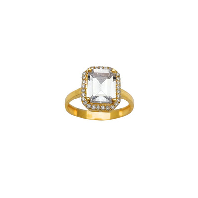 Pave Emerald Cut Engagement Ring (14K) Lucky Diamond New York
