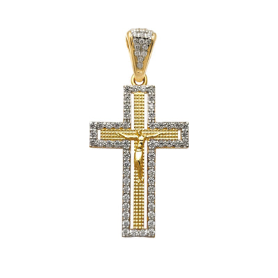 Pave Halo Crucifix Pendant (14K) Lucky Diamond New York