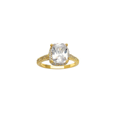 Pave Halo Radiant Shape Engagement Ring (14K) Lucky Diamond New York