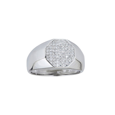 Pave Hexagonal Men's Ring (Silver) Lucky Diamond New York
