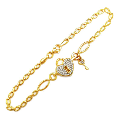 Pave Love Lock & Key Bracelet (14K) Lucky Diamond New York
