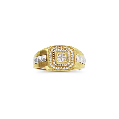 Pave Milgrained Cushion Shaped Men's Ring (14K) Lucky Diamond New York