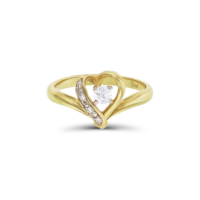 Pave Outlined Heart Ring (14K) Lucky Diamond New York