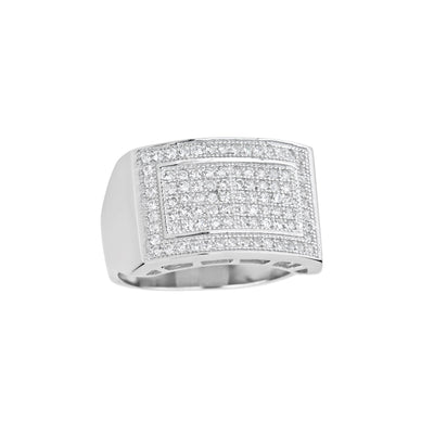 Pave Rectangle Men's Ring (Silver) Lucky Diamond New York