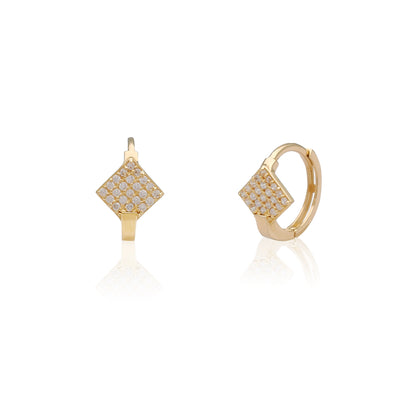 Pave Rhombus Huggie Earrings (14K) Lucky Diamond New York