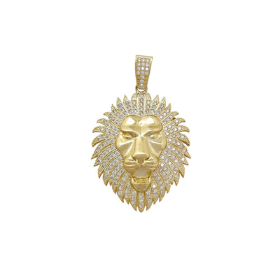 Medium Pave Setting Lion Head Pendant (10K) Lucky Diamond New York