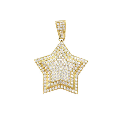 Pave Setting Triple Star Pendant (10K) Lucky Diamond New York