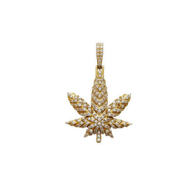 Pave Silhouette Cannabis Leaf Pendant (14K) Lucky Diamond New York