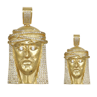 Pave Stone-Set Jesus Head Pendant (14K) Lucky Diamond New York