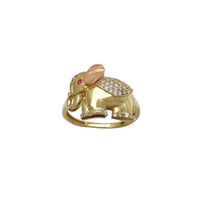 Pave Two-Tone Elephant Ring (14K) Lucky Diamond New York