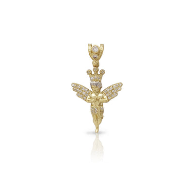 Pave Crowned Baby Angel Pendant (10K) Lucky Diamond New York