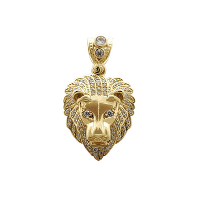 Pavé Lion Head Pendant (14K) front - Lucky Diamond - New York