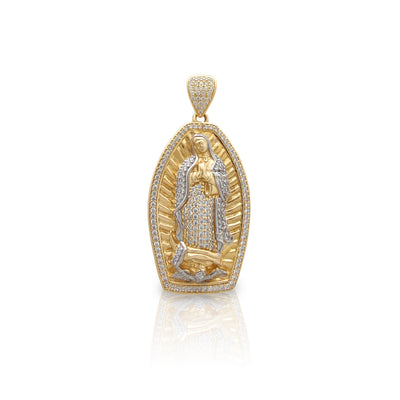 Pavé Stoneset Virgin Mary Medium Pendant (14K) Lucky Diamond New York