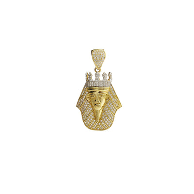 Pharaoh Head CZ Pendant (14K) 14 Karat Two Tone, Yellow Gold, White Gold, Cubic Zirconia, Popuplar Jewelry New York 