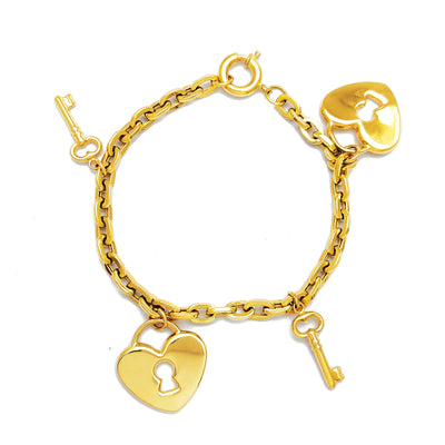 Plain Love Lock & Key Bracelet (14K) Lucky Diamond New York