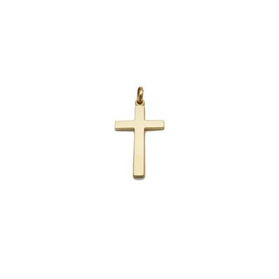 Plain Cross Pendant (14K) 14 Karat Yellow Gold, Lucky Diamond New York