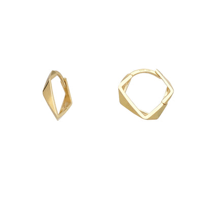 Polygonal Huggie Earrings (14K) Lucky Diamond New York