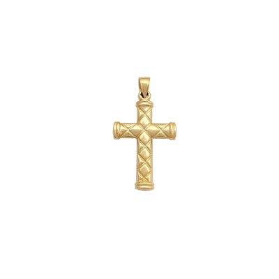 Puffy Lattice Patterns Vintage Cross Pendant (14K) Lucky Diamond New York