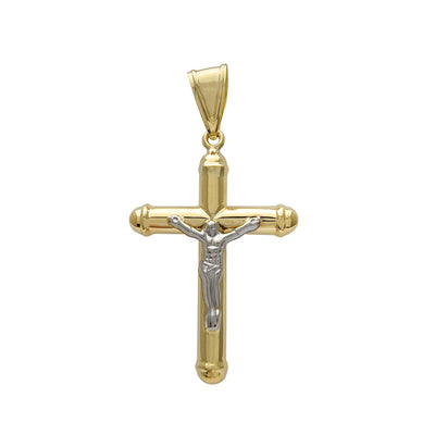 Puffy Two-Tone Crucifix Pendant (14K) Lucky Diamond New York