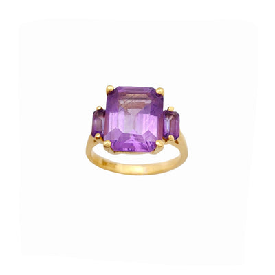 Purple Emerald Cut Anniversary Ring (14K) Lucky Diamond New York