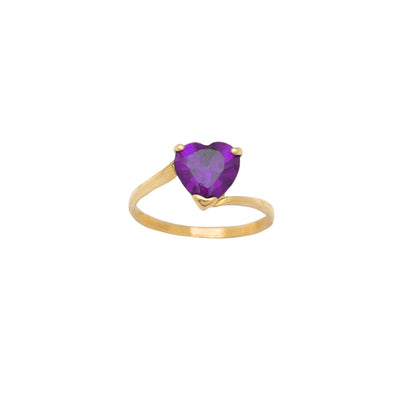 Purple Heart Shape Bypass Lady Ring (14K) Lucky Diamond New York