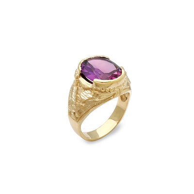 Purple Stone Eagle Statement Ring (14K) Lucky Diamond New York