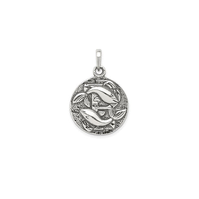 Antique-Finsh Pisces Zodiac Pendant (Silver) Lucky Diamond New York