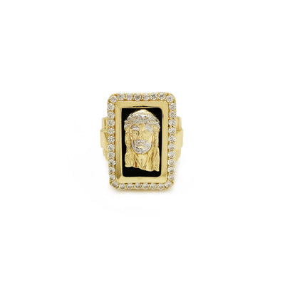 Rectangle Halo Jesus Head Presidential Ring (14K) Lucky Diamond New York