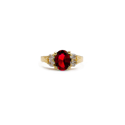 Red Oval Stone Ring (14K) Lucky Diamond New York