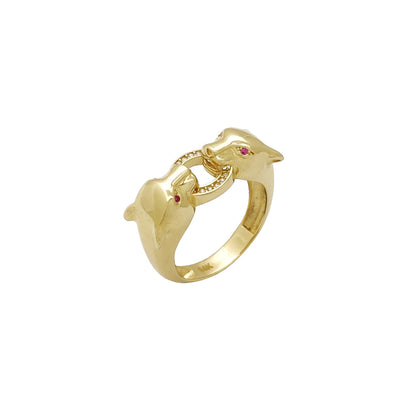Red Eyes Panther Head Ring (14K) Lucky Diamond New York