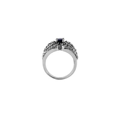 Regal Sapphire Diamond Cocktail Ring (14K) Lucky Diamond New York