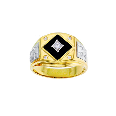 Rhomb Black Onyx Men's Ring (14K) Lucky Diamond New York