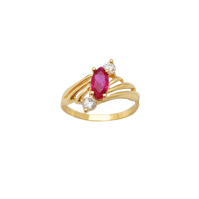 Ridged Marquise Stone-Set Lady Ring (14K) Lucky Diamond New York